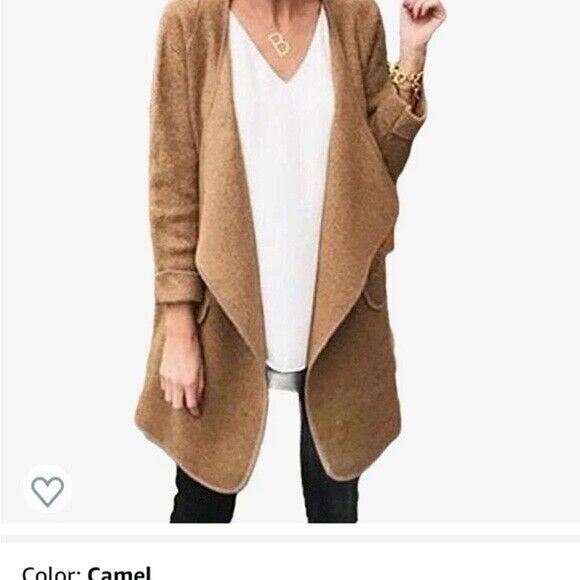 GOODNIGHT MACAROON Womens  OS Knit Sweater Open Cardigan Brown Church Office - Picture 14 of 14